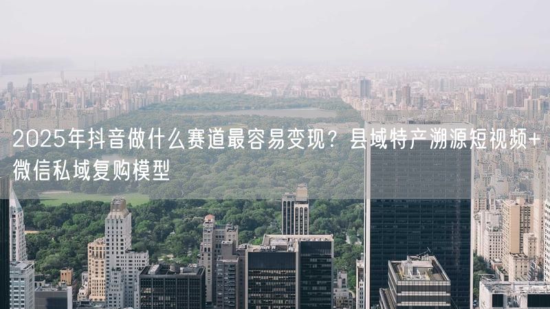2025年抖音做什么赛道最容易变现？县域特产溯源短视频+微信私域复购模型