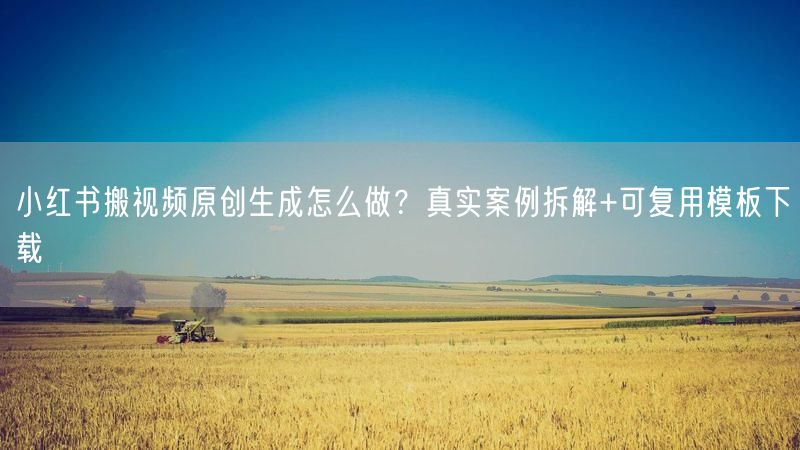 小红书搬视频原创生成怎么做？真实案例拆解+可复用模板下载