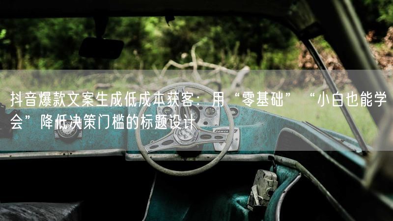 抖音爆款文案生成低成本获客:用“零基础”“小白也能学会”降低